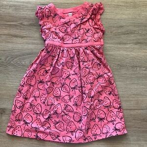 5T Tea Collection Pink Strawberry Fruit Short Sleeve Girls Dress